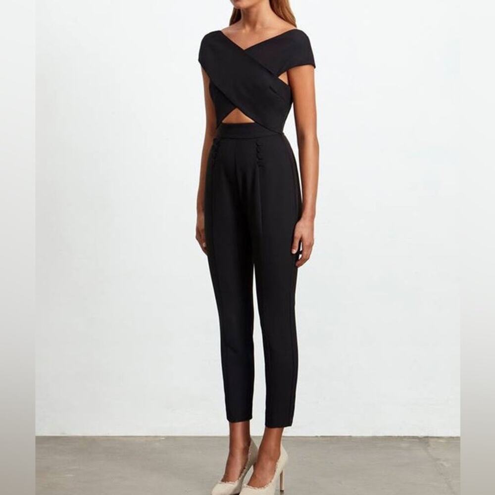 ELLIATT Sorento Black Structured Cut Out Jumpsuit Size Small